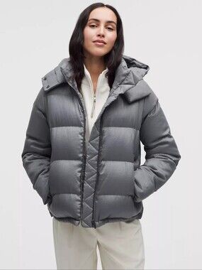 NWOT Lululemon Wunder Puff 600-Down-Fill Jacket Shine Solar Grey